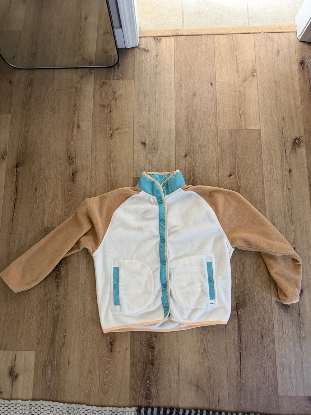 Hurley White, Tan & Teal Fleece Jacket